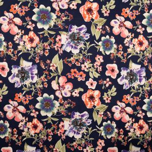 Printed cotton with elastane / Black