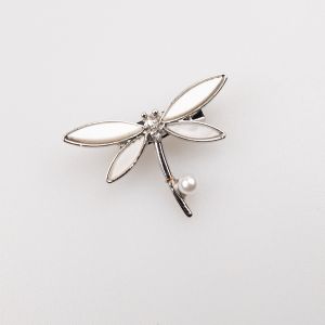 Brooch / white little dragonfly
