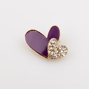 Brooch / violet double heart