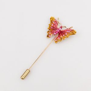 Brooch / needle butterfly, pink
