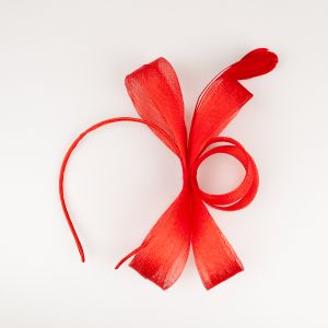 Fascinator - bow and feathers / Red
