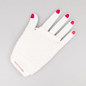 Short mesh gloves / White