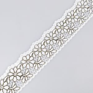 Buggle metal lace 40 mm / White- Gold