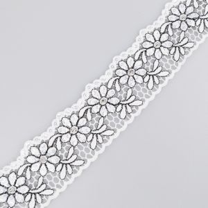 Buggle metal lace 40 mm / White- Silver