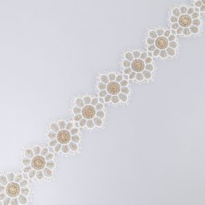 Floral ribbon metal 35 mm / White-Gold