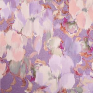 Viscose satin French flowers / 820 Green-Purple