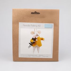 Needle Felting Kit / Flowery mouse