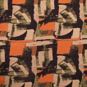 Printed linen cotton Abstract / Orange