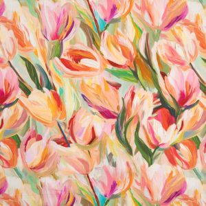 Cotton poplin Tulips / Peach pink
