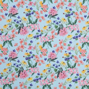 Floral Cotton Poplin Fabric / Blue