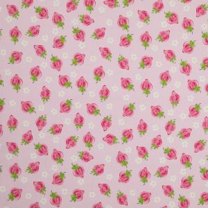 Cotton Fabric Strawberry / Pink
