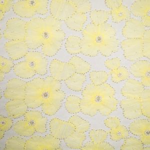 3D lace fabric with beads / Yellow