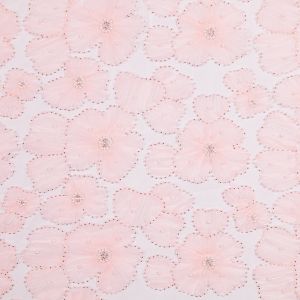 3D lace fabric with beads / Baby- Pink
