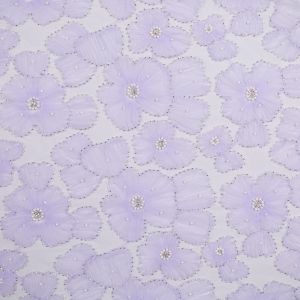3D lace fabric with beads / Purple