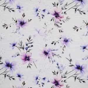 Digital print broderie anglaise fabric / D13