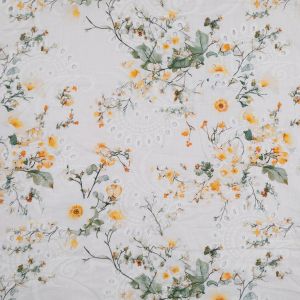 Digital print broderie anglaise fabric / D18
