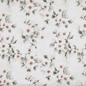 Digital print broderie anglaise fabric / D19
