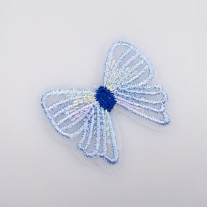 Sew-on embroidered motif Bow / Sky blue