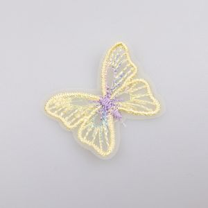 Sew-on embroidered motif Butterfly / Yellow