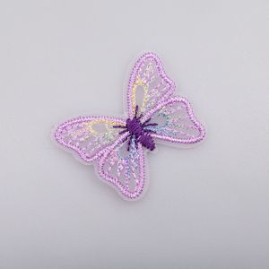 Sew-on embroidered motif Butterfly / Mauve