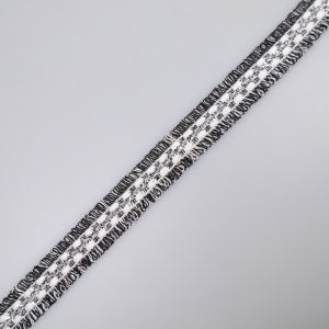 Woven trim 20 mm / Black&White-Silver