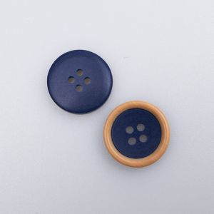 Simple button with colored border 20 mm / 19 Navy