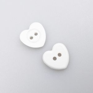 Button Heart 13 mm / 1 White