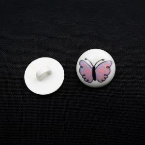 Shank button 15 mm / Pink Butterfly