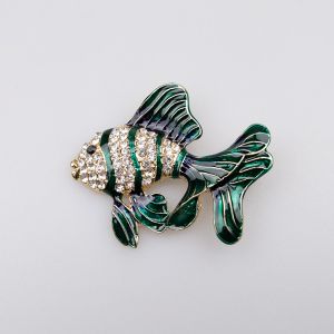 Brooch / Fish / green-black