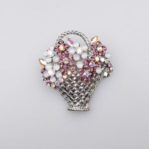 Brooch / Flower basket / violet