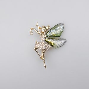 Brooch / Fairy / green-black