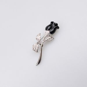 Brooch / Rose / silver-black