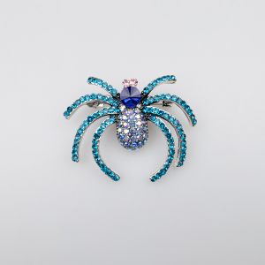 Brooch / Spider / blue