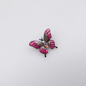 Brooch / Ceramic butterfly / pink-brown