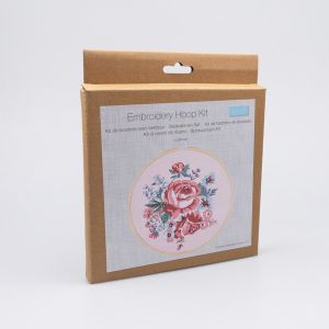 Embroidery Kit with Bamboo Embroidery Hoop 15 cm / Pink in bloom