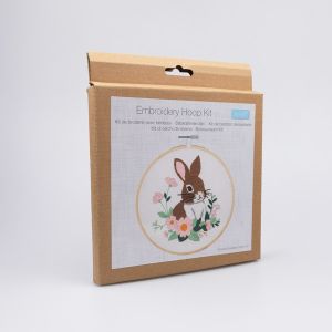 Embroidery Kit with Bamboo Embroidery Hoop 15 cm / Rabbit