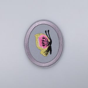 Iron-on reflective motif BUTTERFLY 5x6 cm / Pink