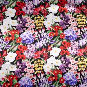 Digital printed viscose satin Flowers