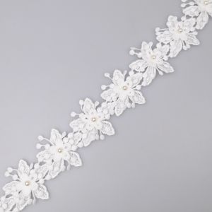 Pearl Floral ribbon 47 mm / White