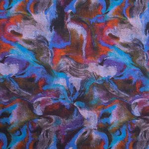 Linen and cotton blend fabric / Blue-Lilac