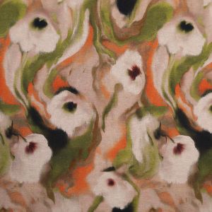 Linen and cotton blend fabric / Green-Beige