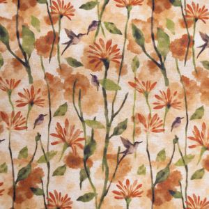 Linen Cotton Fabric Hummingbird / 1 Rust Brown