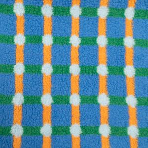 Low pile faux fur Criss Cross Sherpa / Blue-Orange-Green