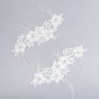 Sew-on applique with pearls and feathers / White