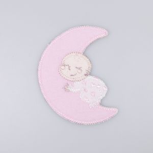 Triigitav motiiv / Sleeping baby on moon, pink