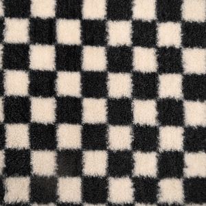 Madalakarvaline kunstkarusnahk Check Jacquard  sherpa / Must-Valge