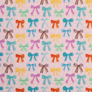 Kirju puuvillane popliin Lipsud / Roosa