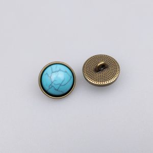 Kannaga nööp ehiskiviga 15 mm / Türkiissinine