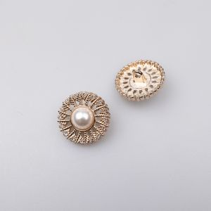 Kannaga metallnööp pärlsüdamega 22 mm / Kuldne