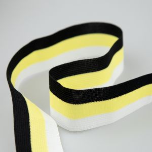 Декоративная лента 40 мм / Черный-Желтый-Белый